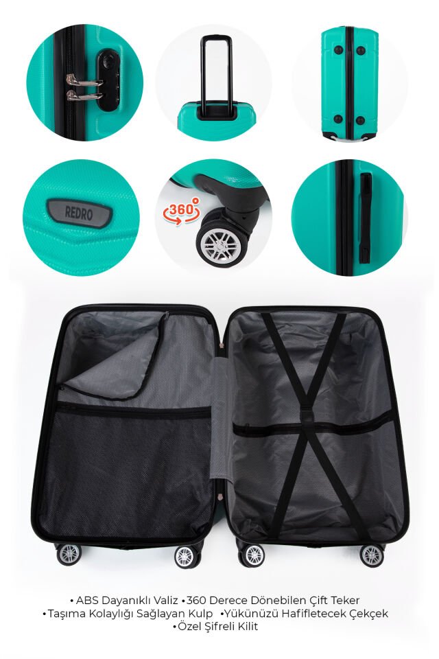 Redro Ross Abs Büyük Boy Valiz Su Yeşili
