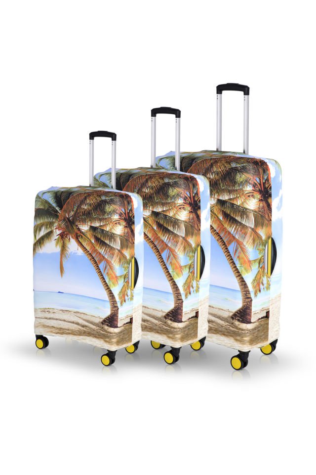 Valiz Kılıfı Bavul Koruyucu 3'lü Set (Palmiye)