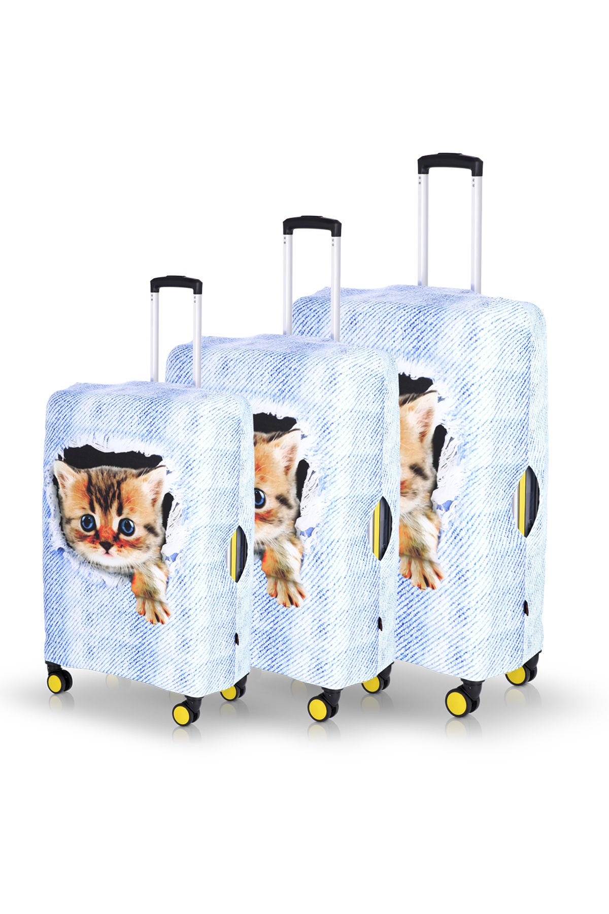 Valiz Kılıfı Bavul Koruyucu 3'lü Set (Yavru Kedi)