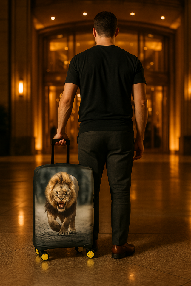 Valiz Kılıfı Bavul Koruyucu 3'lü Set (Aslan)