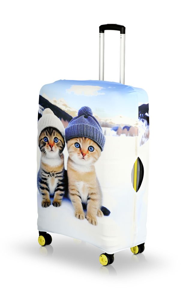 Valiz Kılıfı Bavul Koruyucu 3'lü Set (İki Kedi)
