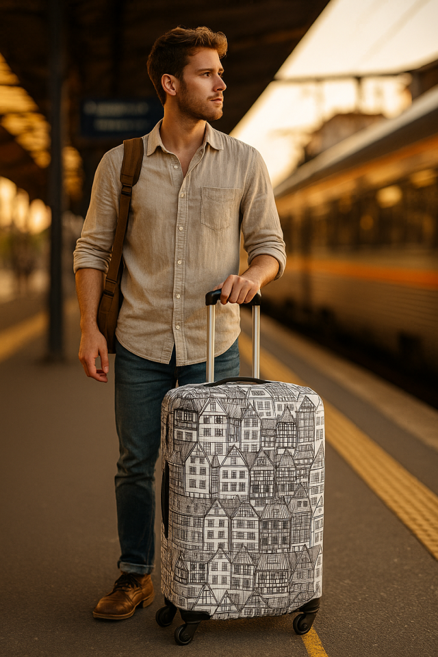 Valiz Kılıfı Bavul Koruyucu 3'lü Set (Karakalem)