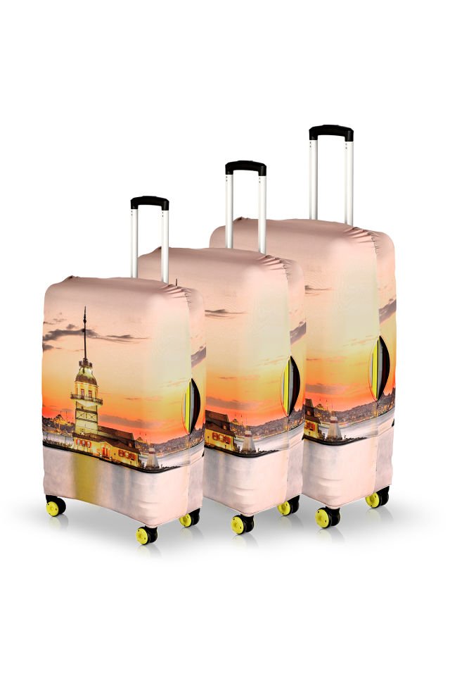 Valiz Kılıfı Bavul Koruyucu 3'lü Set (Kız Kulesi)