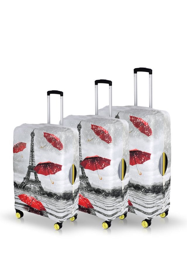 Valiz Kılıfı Bavul Koruyucu 3'lü Set (Paris)