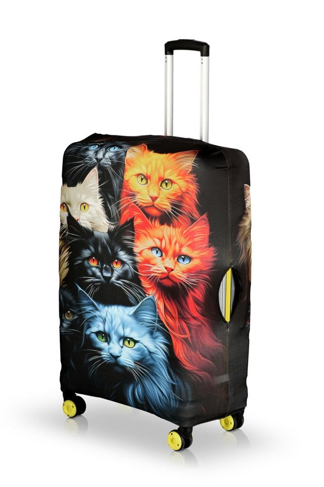 Valiz Kılıfı Bavul Koruyucu 3'lü Set (Renkli Kediler)