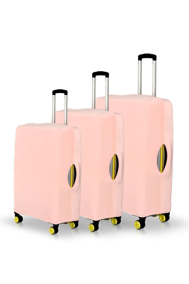 Valiz Kılıfı Bavul Koruyucu 3'lü Set (Pudra)